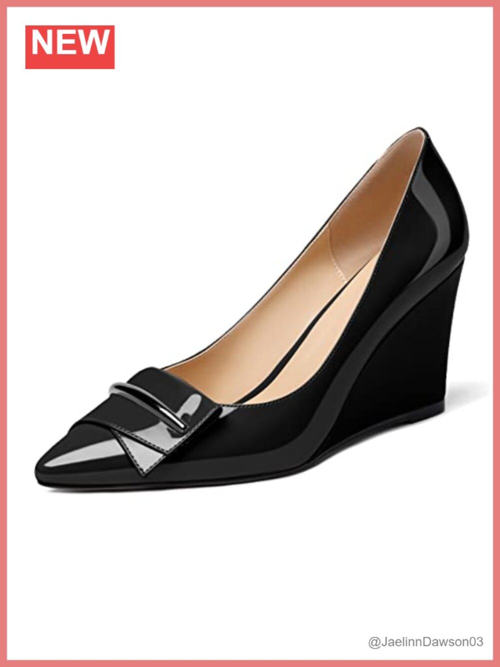 Women's Pointed Toe Wedge Heels Pumps Bow Slip On Dress Shoes 3.5 Inch